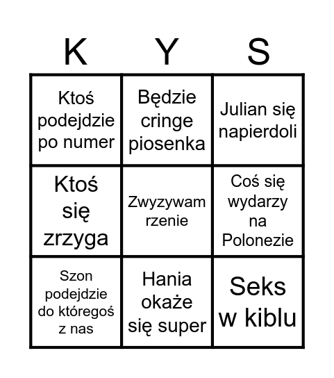 Bingo Studniaówka Bingo Card