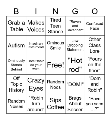KAVINKY DINKY BOBINKY BINGO Card