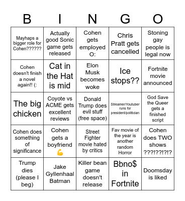 2026 Bingo Card