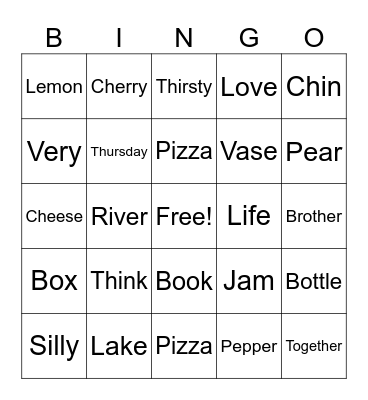 Pronunciation Bingo Card