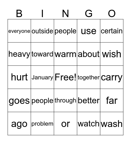 Blue  Bingo Card