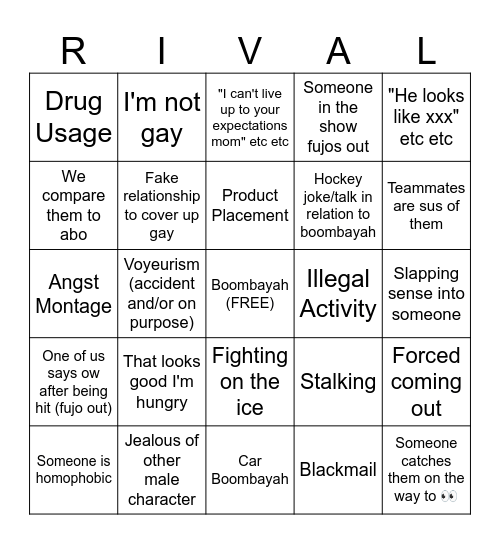 Heated Rivalry Yaoi Extravaganza Bingo Card