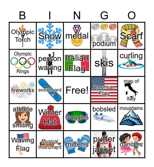 Olympics Opening Ceremonies Bingo Card