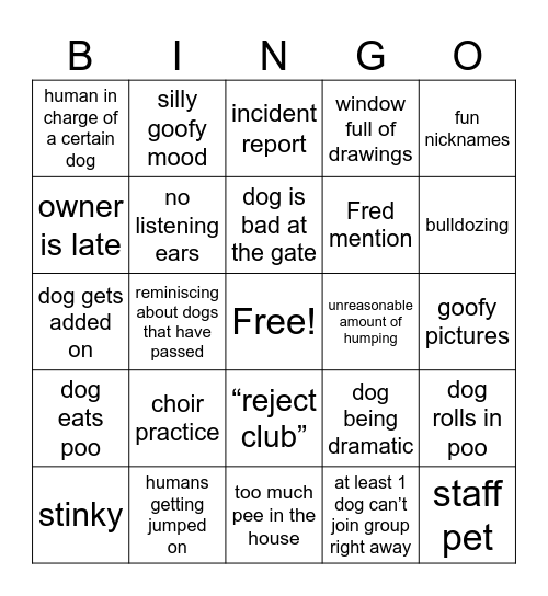 DC Bingo Card