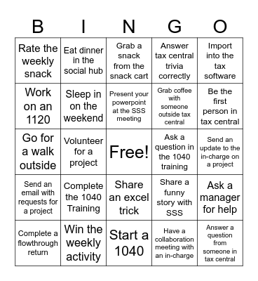 BGBC Bingo - Weeks 5 & 6 Bingo Card