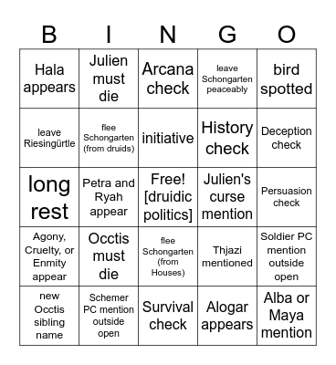 What's A Seeker Gotta Do To Get Some Sleep? [Critical Role 4.14] Bingo Card