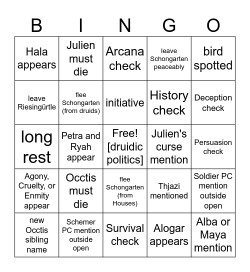 What's A Seeker Gotta Do To Get Some Sleep? [Critical Role 4.14] Bingo Card