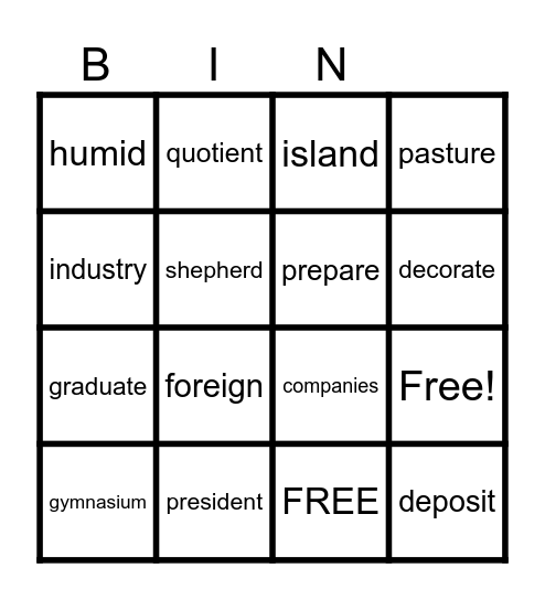 Valeria Bingo Card