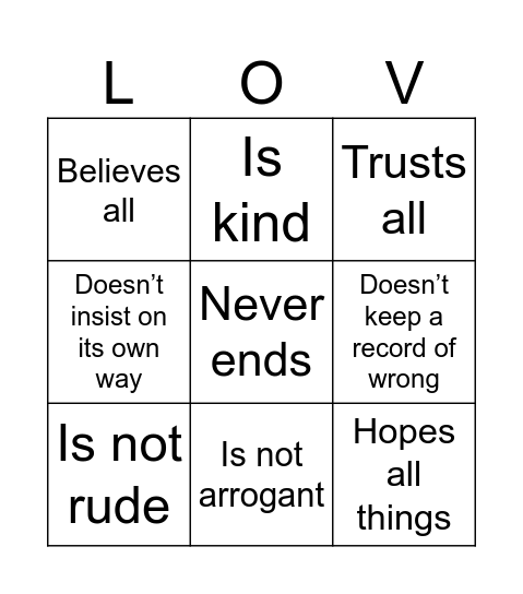 LOVE IS… Bingo Card
