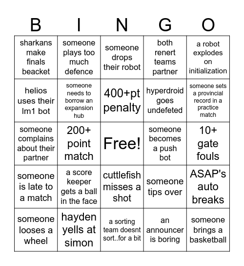 provs bingo Card