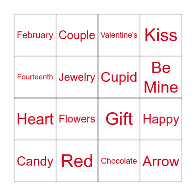 Valentine's Day Bingo Card
