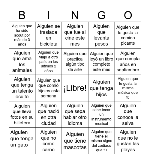¡Vamos a conocernos! Bingo Card