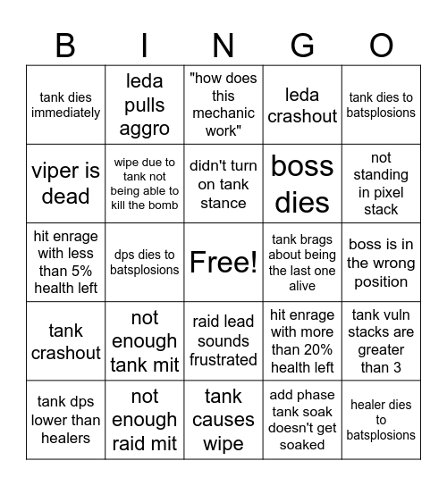 FF14 Raid Night Adventure Bingo Card