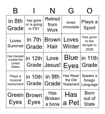 Get to Know You Bingo Card