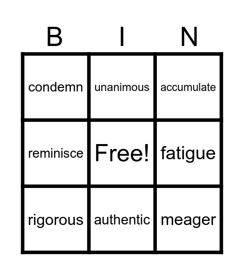 Dayanna Bingo Card