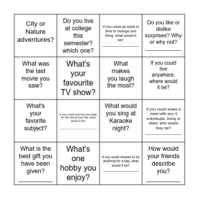 SCIE10005 Ice Breaker - Lets meet and chat ! Bingo Card