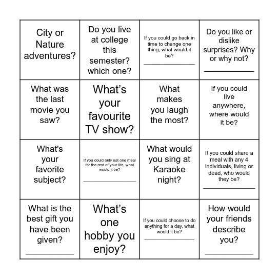 SCIE10005 Ice Breaker - Lets meet and chat ! Bingo Card