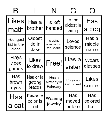 End of Year BINGO Card