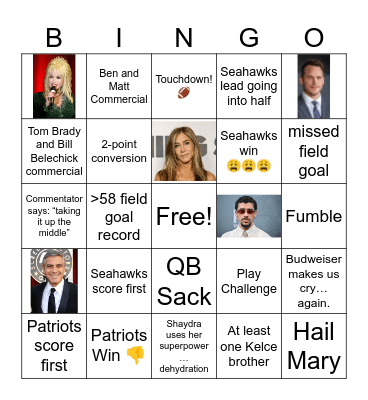 Super Bowl LX Bingo Card