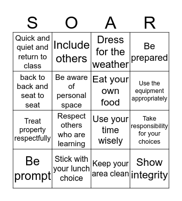PBIS Bingo Card