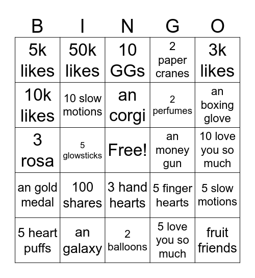 Random Bingo Lingo Bingo Card