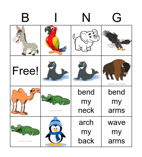 From Head to Toe Bingo Card