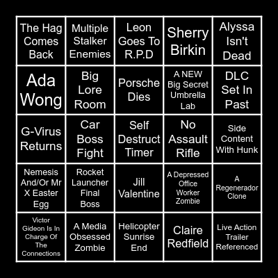 Resident Evil Requiem Bingo! Bingo Card