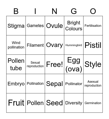Sexual Reproduction in Plants Bingo! Bingo Card
