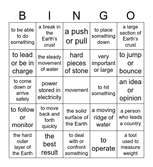 Multiple Meaning Words Bingo Card