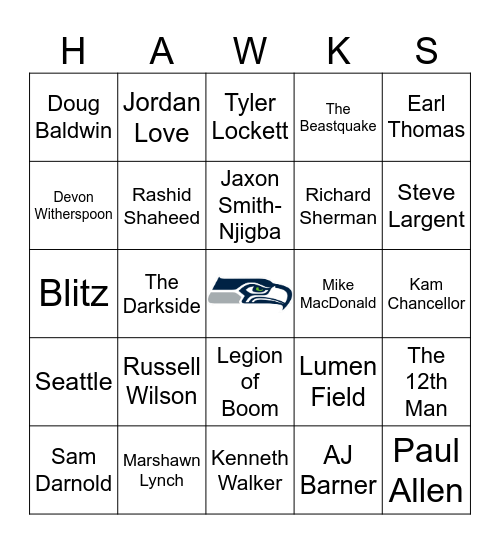 Seahawks Bingo Card