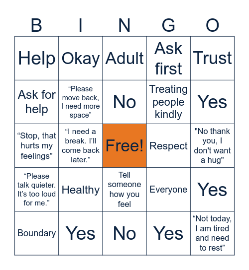 Boundaries Bingo Card