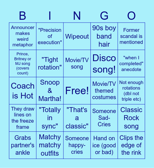 2026 Olympic Figure Skating Bingo Card