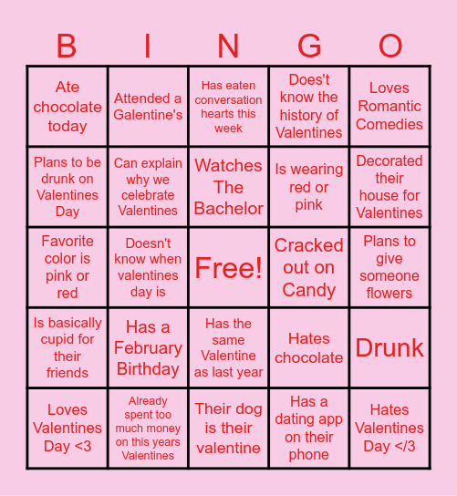 Galentines Bingo Card