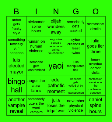 vampire session three Bingo Card