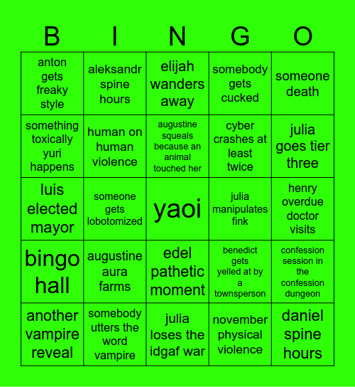 vampire session three Bingo Card
