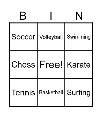 SPORTS Bingo Card