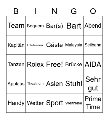 AIDA Prime Time BINGO mit Chris Bingo Card