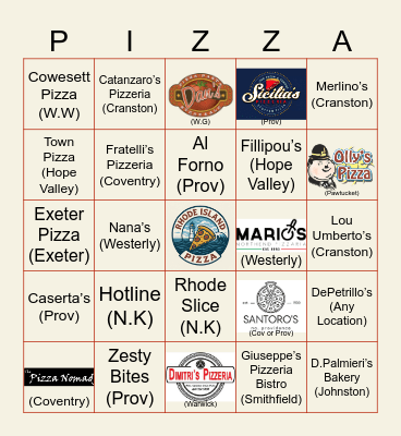 RI Pizza Bingo Card