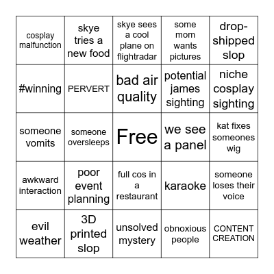 otafest Bingo Card