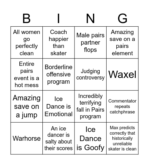 Max Bingo Card
