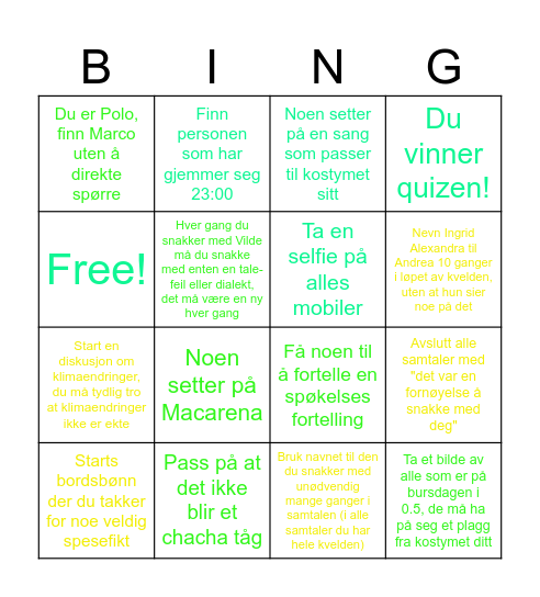Vilde og Andrea Bingo Card