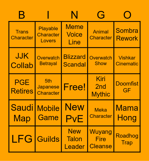OVERWATCH 3 BINGO Card