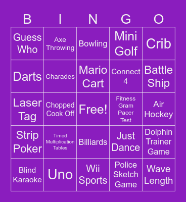 Valentines Game Night Bingo Card