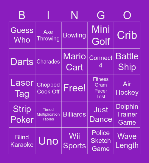 Valentines Game Night Bingo Card