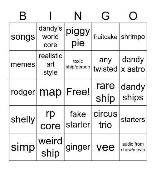 dandy's world Bingo Card