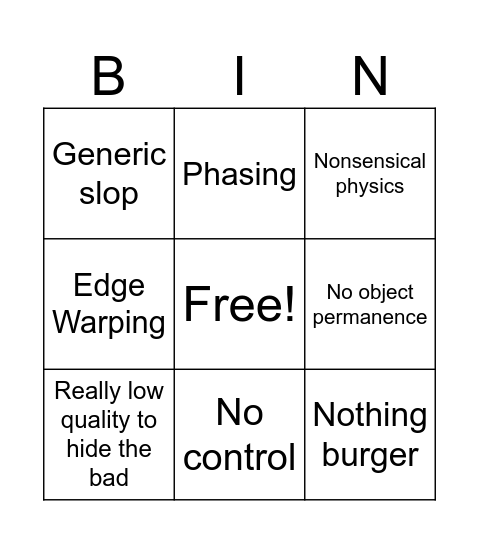 AI GAME SLOP Bingo Card