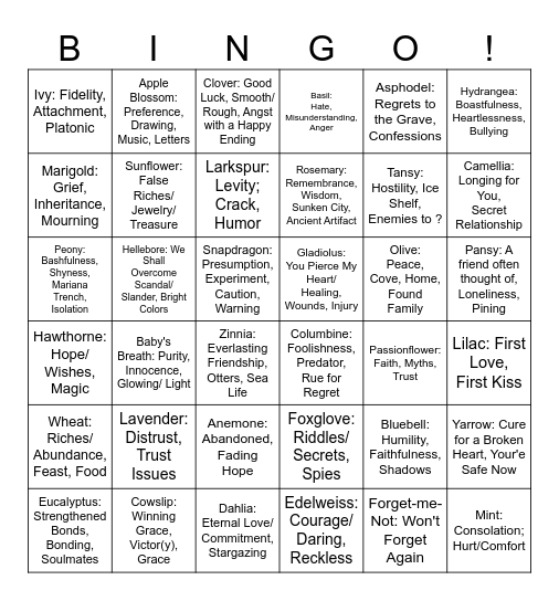 MerMay Flowers Bingo Card