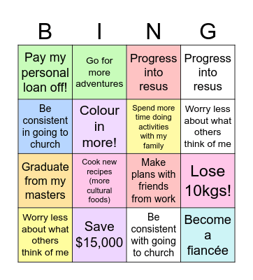 2026 Goals Bingo Card