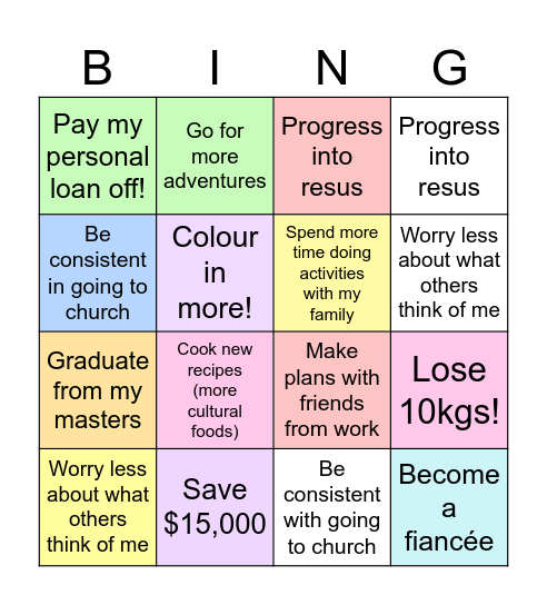 2026 Goals Bingo Card