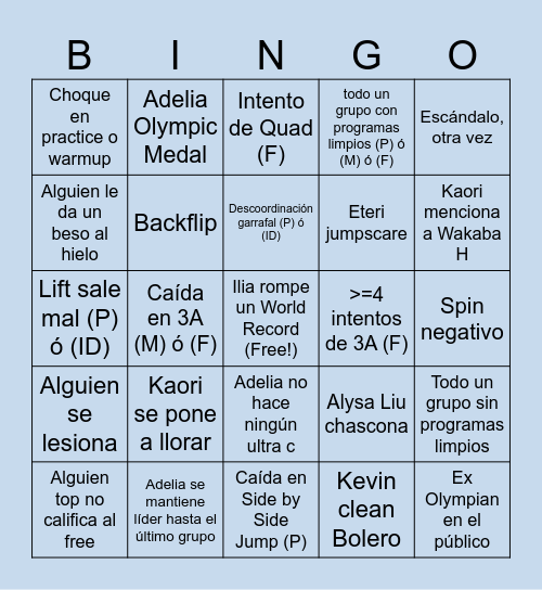 FS Olympics 2026 Bingo Card